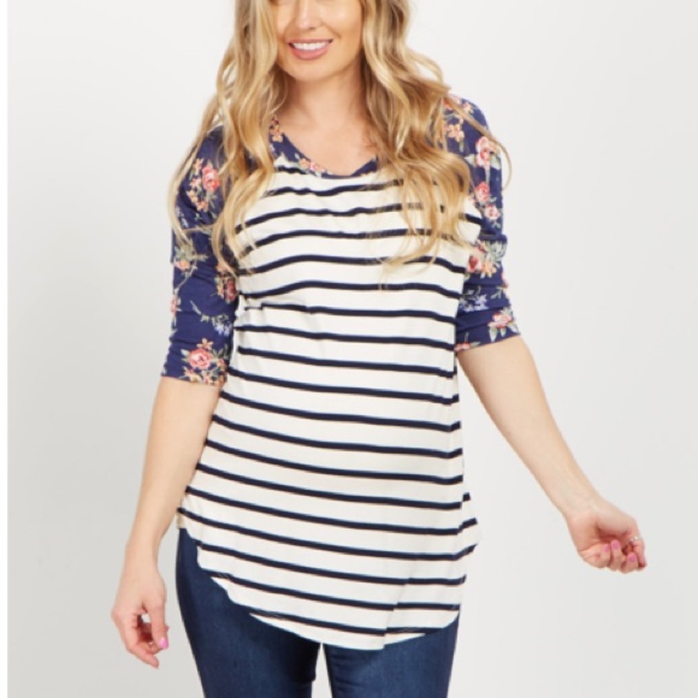Floral & Stripes Maternity Top